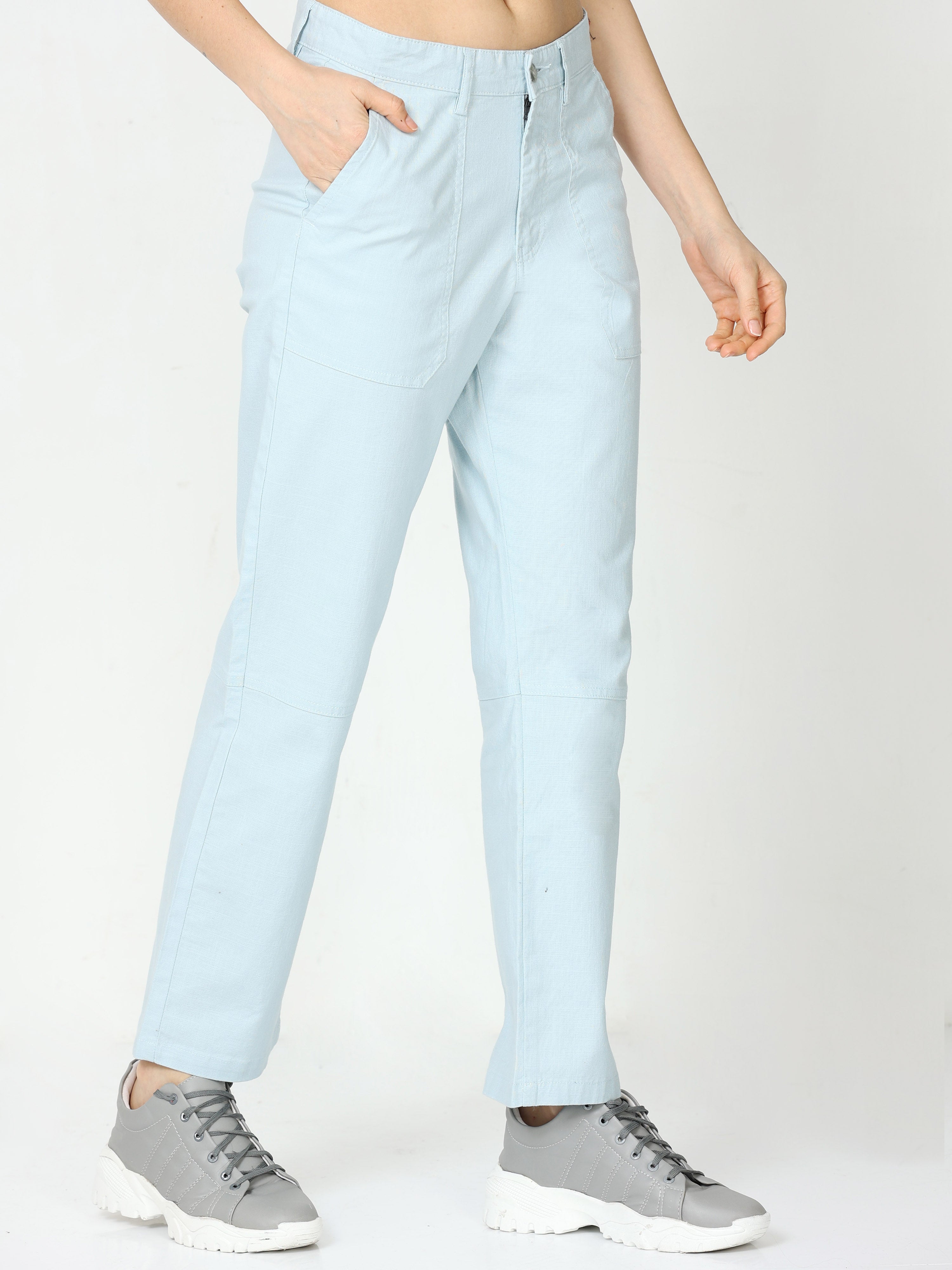 Buy Off White Ankle-Length Pants Online - RK India Store View