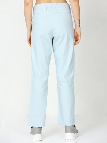 Women Casual Sky Blue Linen Pants